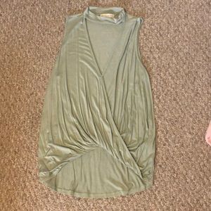 super cute, open V, green dress top